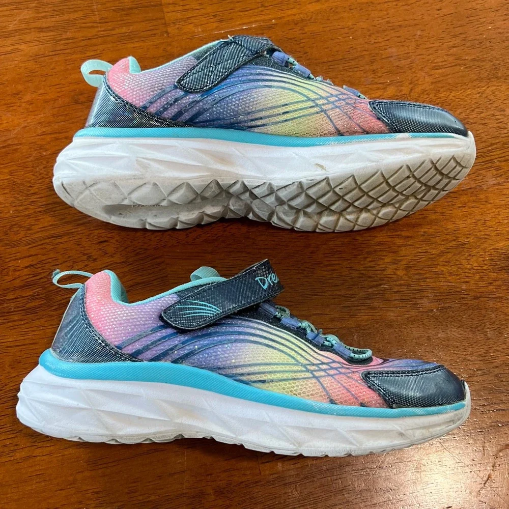 Dream Pairs Kids Youth Rainbow Glitter Sneakers Elastic Velcro‎ Athletic Size 1